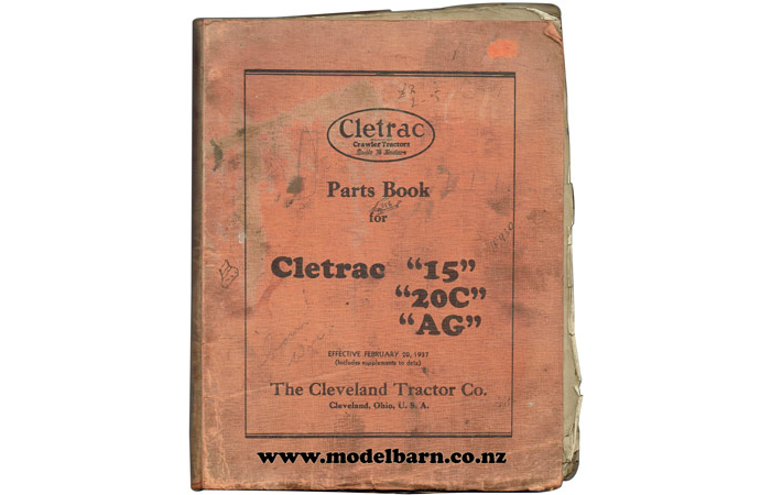 Cletrac 15, 20C & AG Parts Book 1938