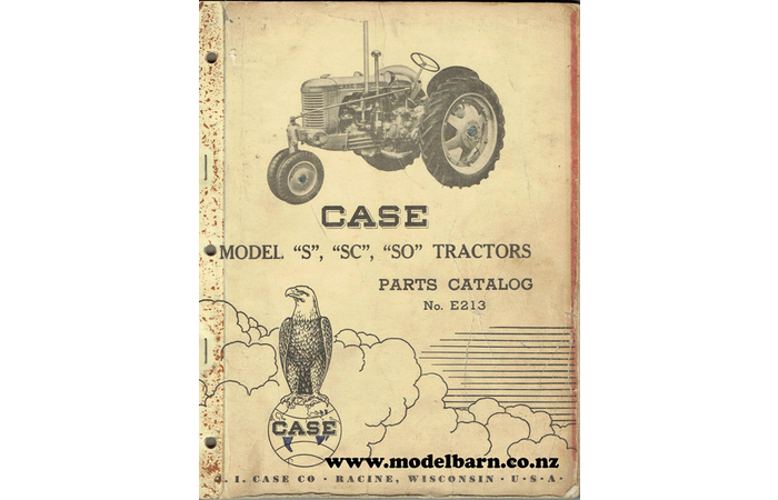 Case S, SC, SO Tractors Parts Catalogue Book