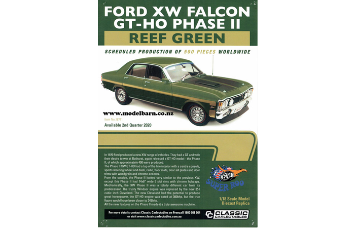 Classic Carlectables Ford XW Falcon GTHO Phase II (Reef Green) A4 Shop Poster