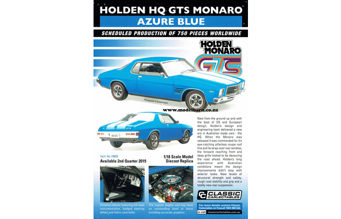 Classic Carlectables Holden HQ Monaro GTS (Azure Blue) Poster