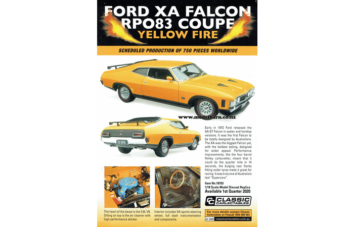 Classic Carlectables Ford XA Falcon RPO83 Coupe (Yellow Fire) Poster