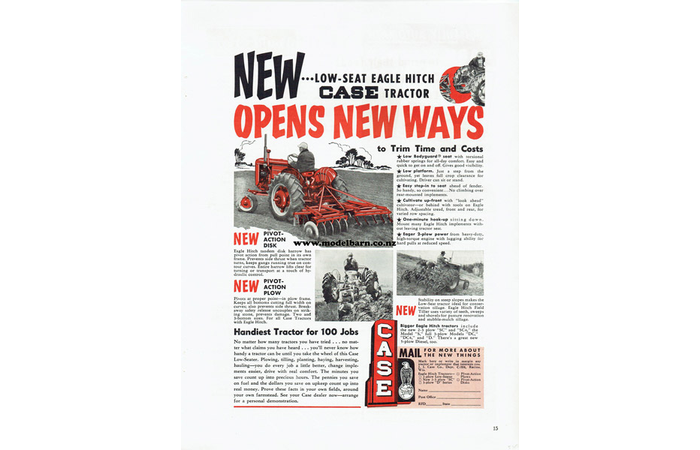 Case Low Seat Eagle Hitch Newspaper Advert Brochure