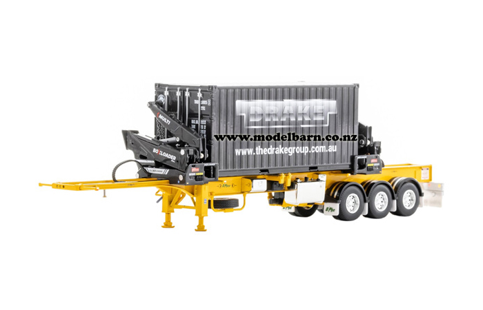 1/50 O'Phee Boxloader Side Loader Trailer with Container (yellow)