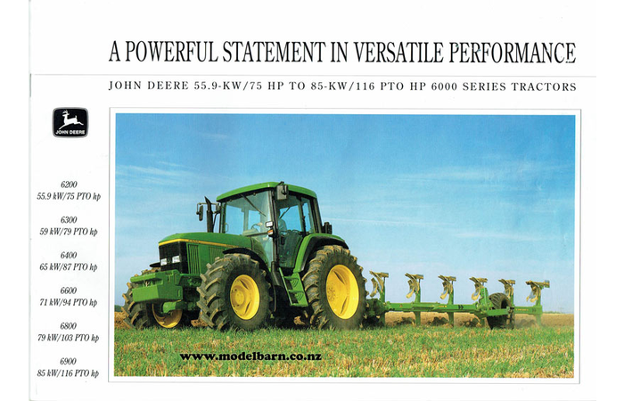 John Deere 6000 Series Tractors Sales Brochure