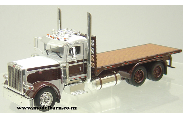 1/53 Peterbilt 388 Flat Deck 6-Wheel Truck (brown & white)