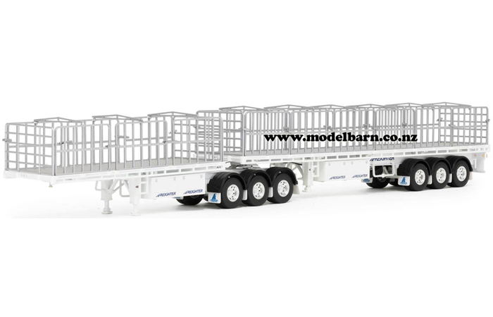 1/50 Freighter Flat Top B-Double Trailer Set (white)