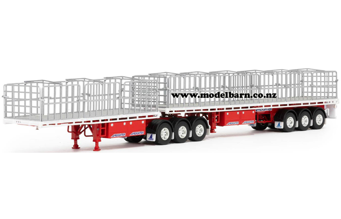 1/50 Freighter Flat Top B-Double Trailer Set (white & red)