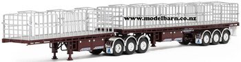 1/50 Freighter Flat Top B-Double Trailer Set (vintage burgundy)-trucks-and-trailers-Model Barn