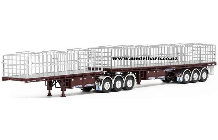 1/50 Freighter Flat Top B-Double Trailer Set (vintage burgundy)