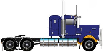 1/50 Kenworth W900 Flat Top Prime Mover (Metallic Blue, Spiders)-trucks-and-trailers-Model Barn