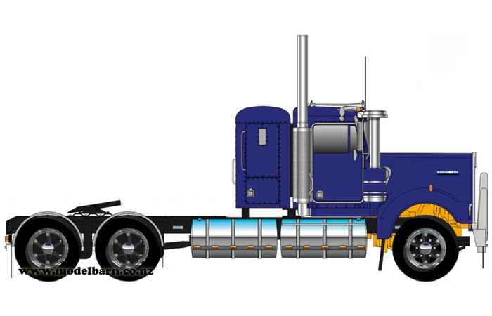 1/50 Kenworth W900 Flat Top Prime Mover (Metallic Blue, Spiders)