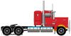 1/50 Kenworth W900 Flat Top Prime Mover (Rosso Red & Black, Spiders)