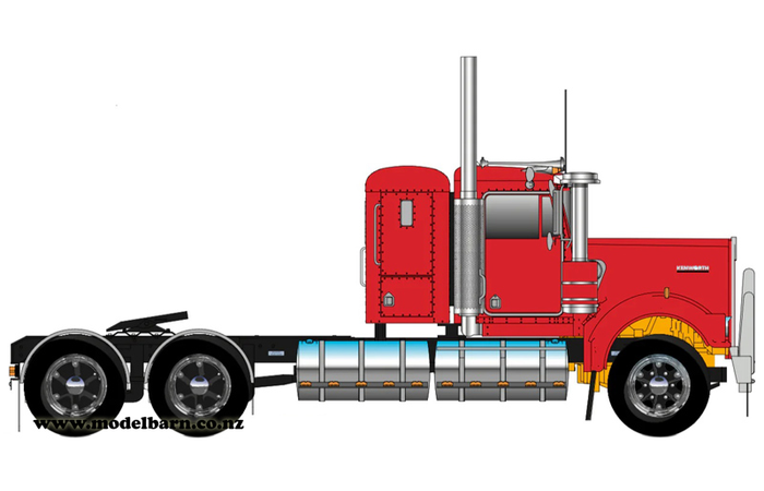 1/50 Kenworth W900 Flat Top Prime Mover (Rosso Red & Black, Spiders)