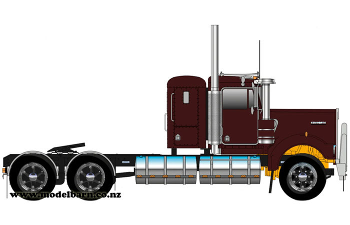 1/50 Kenworth W900 Flat Top Prime Mover (Vintage Burgundy, Spiders)