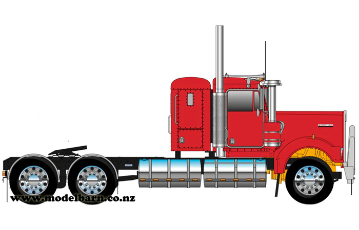 1/50 Kenworth W900 Flat Top Prime Mover (Rosso Red, Alloys)