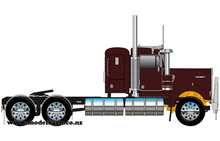 1/50 Kenworth W900 Flat Top Prime Mover (Vintage Burgundy, Alloys)