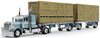 1/64 Peterbilt 389 (Pacific Blue) with 2 Flatbed Trailers & Hay Loads