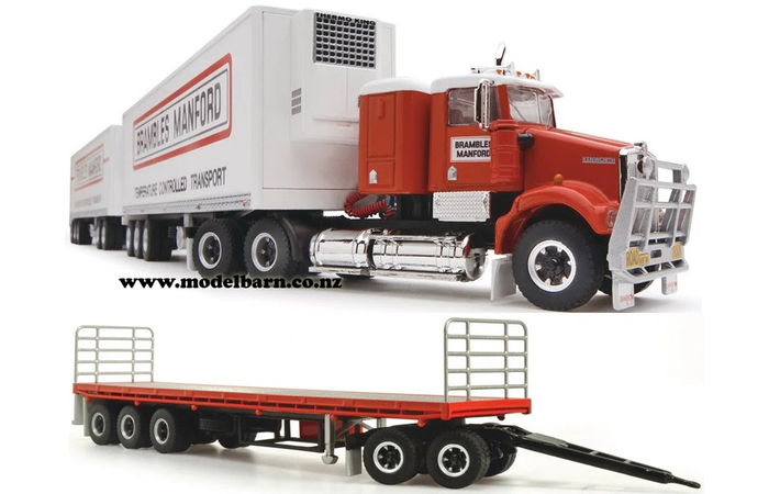 1/64 Kenworth SAR Refer Road Train with 3 Trailers "Brambles Manford"