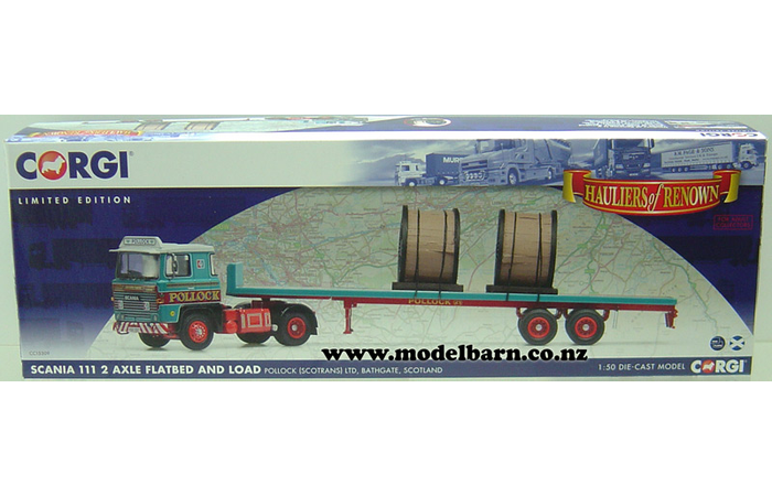 1/50 Scania 111 Prime Mover & Semi Flatdeck Trailer & Load "Pollock"