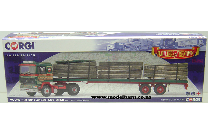 1/50 Volvo F12 Prime Mover & Semi Flackdeck Trailer & Load "HE Payne"