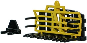 1/32 Push Off Buck Rake (yellow & black) with Hitch Adapter Set-farm-equipment-Model Barn