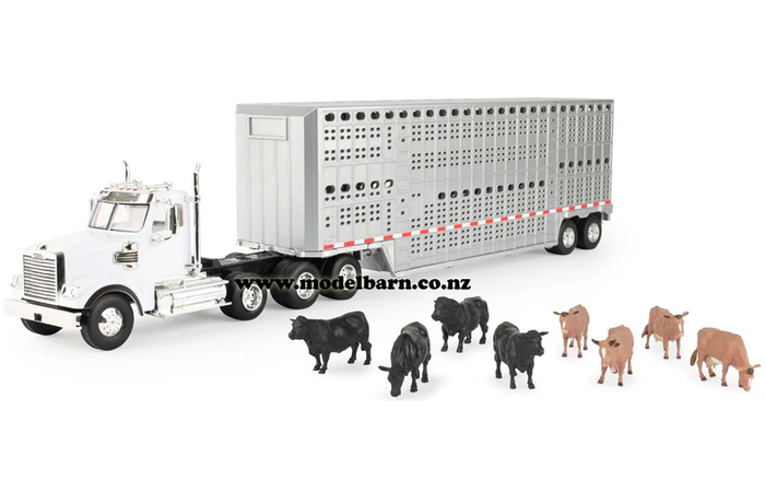 1/32 Freightliner 122SD with Semi Livestock Trailer & Cattle