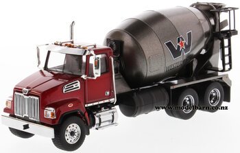 1/50 Western Star 4700 SF Concrete Mixer (Metallic Red & Gunmetal Grey)-trucks-and-trailers-Model Barn