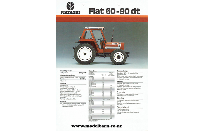 Fiat 60-90 DT Tractor Sales Brochure