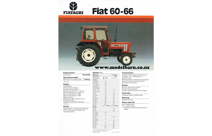 Fiat 60-66 Tractor Sales Brochure