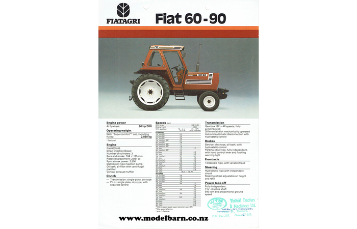 Fiat 60-90 Tractor Sales Brochure