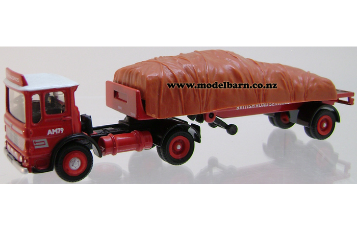 1/76 AEC Mammoth Major Ergomatic Prime Mover with Semi Flatdeck Trailer & Load "British Road Services"