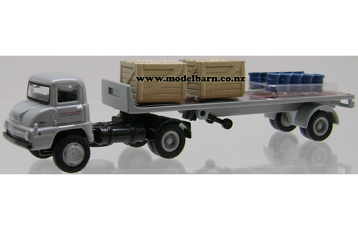 1/76 Ford Thames Trader Prime Mover with Semi Flatdeck Trailer & Load "London Transport"