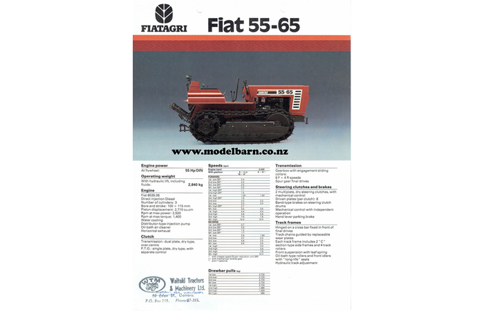 Fiat 55-65 Crawler Tractor Sales Brochure