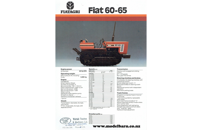 Fiat 60-65 Crawler Tractor Sales Brochure