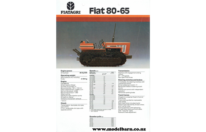 Fiat 80-65 Crawler Tractor Sales Brochure