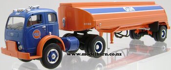 1/34 White 3000 (1953) Prime Mover with Semi Tanker Trailer "Gulf Oil"-white-Model Barn