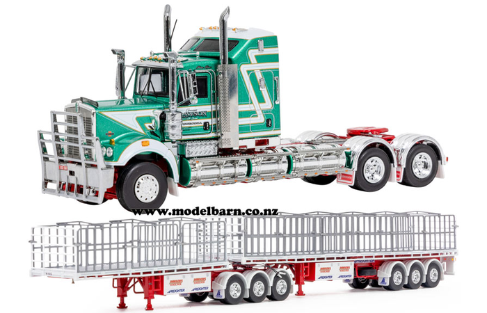 1/50 Kenworth C509 Prime Mover & Freighter Flat Top B-Double Trailer Set Combo "Dawsons Haulage"