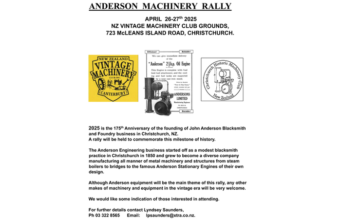 Anderson Machinery Rally April 26, 27 2025