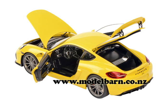 1/18 Porsche Cayman GT4 (yellow) - Vehicles-Porsche : Model Barn