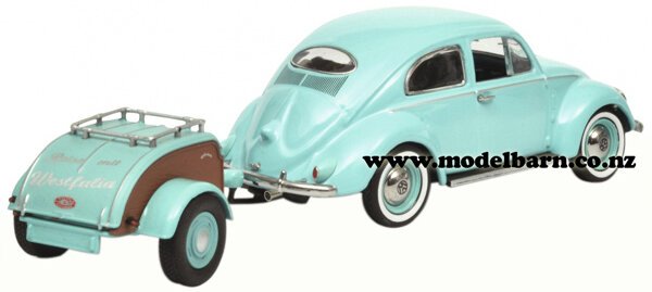 1/43 VW Beetle Ovali (turquoise) with Westfalia Trailer - Vehicles 