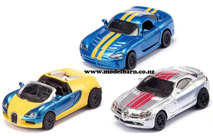 1/55 Bugatti Veyron, Mercedes McLaren SLR & Dodge Viper Set