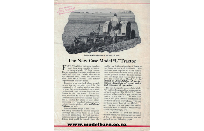 Case L Tractor Brochure 1929