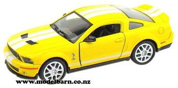 1/38 Shelby GT500 (2007, yellow & white)-shelby-Model Barn