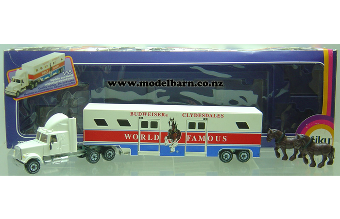 1/55 White & Semi Horse Trailer "Budweiser Clydesdales"