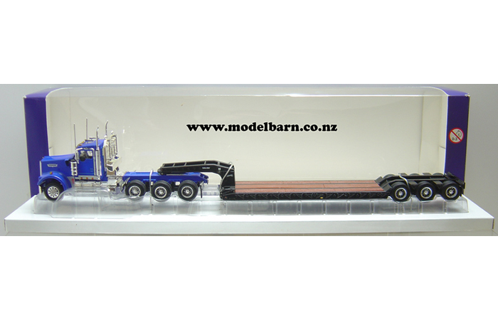 1/50 Kenworth W900 & Low Loader Trailer (blue & black)